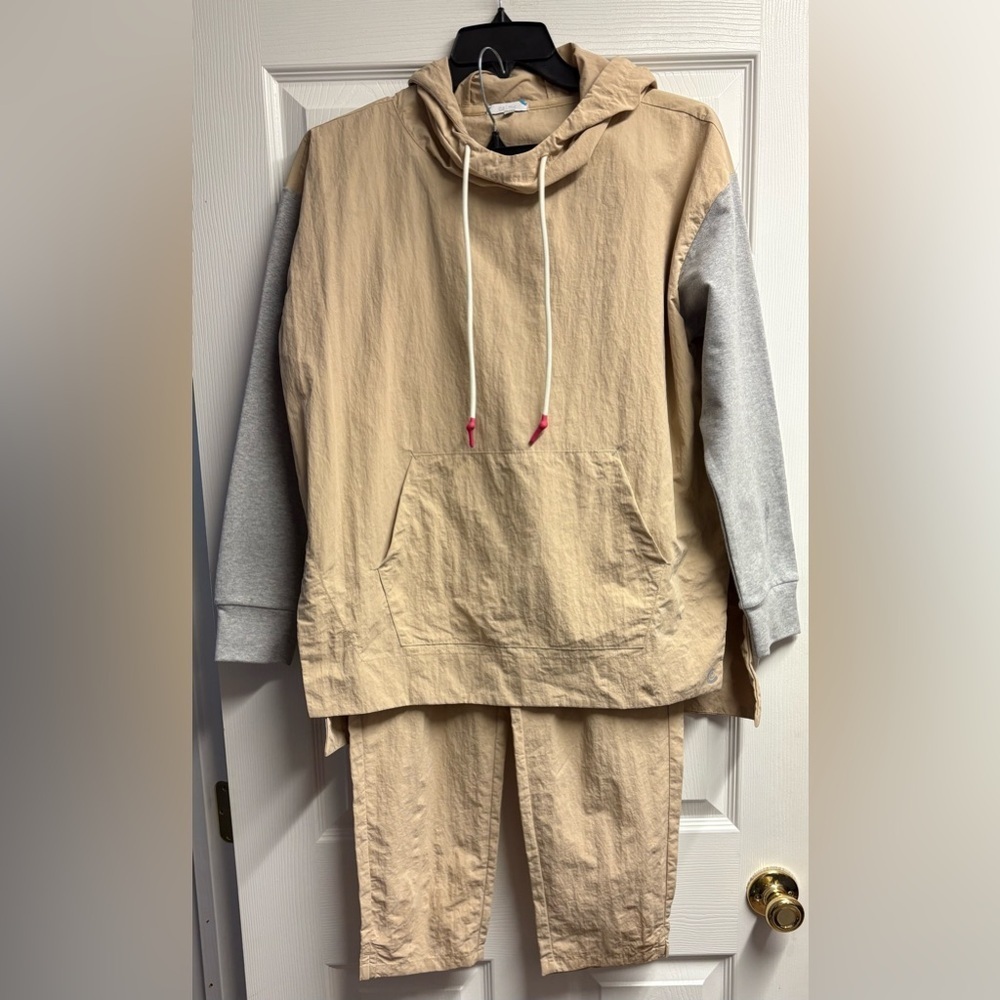 Johnny Was “Calme” Nylon Hoodie & Pants Set In Beige/Gray Size Small - Picture 2 of 12